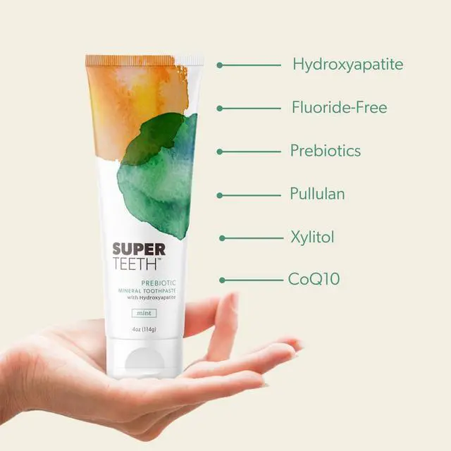 Alt view image 3 of 5 - Prebiotic Hydroxyapatite Toothpaste, Fluoride-Free - Mint | Prebiotic Toothpaste with Hydroxyapatite to Help Strengthen and Remineralize Enamel. Freshens Breath. Supports Healthy Gums.