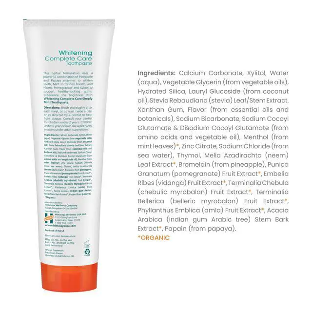 Alt view image 2 of 6 - Botanique Whitening Complete Care Toothpaste, Teeth Whitening, Fights Plaque, Fluoride Free Toothpaste, No Artificial Flavors, SLS Free, Cruelty Free, Foaming, Mint Flavor, 5.29 Oz, 1 Pack