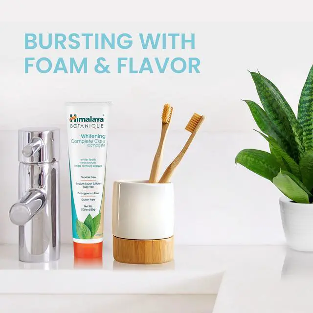 Alt view image 3 of 6 - Botanique Whitening Complete Care Toothpaste, Teeth Whitening, Fights Plaque, Fluoride Free Toothpaste, No Artificial Flavors, SLS Free, Cruelty Free, Foaming, Mint Flavor, 5.29 Oz, 1 Pack