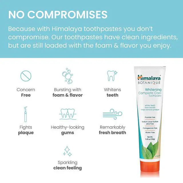 Alt view image 4 of 6 - Botanique Whitening Complete Care Toothpaste, Teeth Whitening, Fights Plaque, Fluoride Free Toothpaste, No Artificial Flavors, SLS Free, Cruelty Free, Foaming, Mint Flavor, 5.29 Oz, 1 Pack
