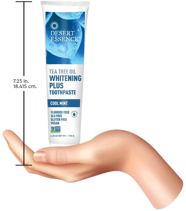 Alt view image 3 of 5 - Tea Tree Oil Whitening Plus Toothpaste, 6.25 oz | Cool mint formula with baking soda, bamboo stem fiber and zinc citrate; fluoride-free, vegan and SLS-free