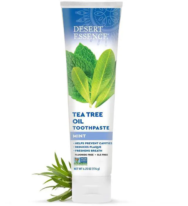 Main image of Tea Tree Oil Toothpaste - Mint - 6.25 Ounce - Refreshing Taste - Deep Cleans Teeth & Gums - Helps Fight Plaque - Sea Salt - Pure Essential Oil - Baking Soda - Promotes Healthy Mouth
