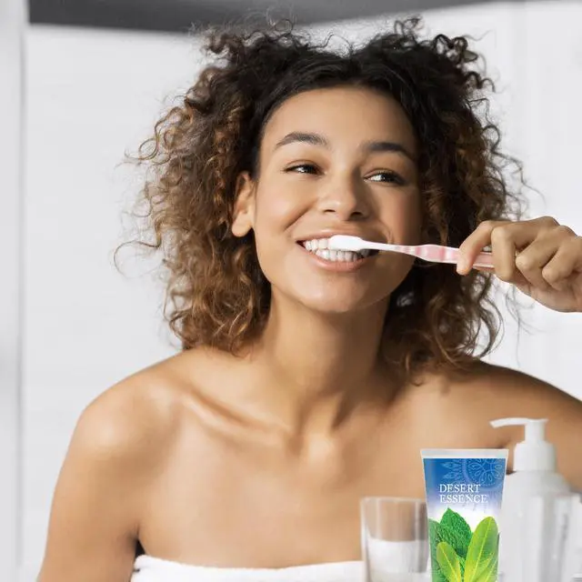 Alt view image 3 of 5 - Tea Tree Oil Toothpaste - Mint - 6.25 Ounce - Refreshing Taste - Deep Cleans Teeth & Gums - Helps Fight Plaque - Sea Salt - Pure Essential Oil - Baking Soda - Promotes Healthy Mouth