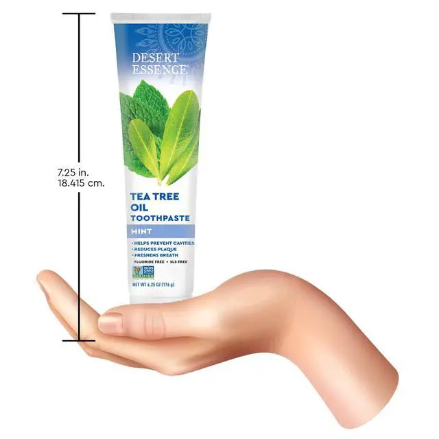 Alt view image 5 of 5 - Tea Tree Oil Toothpaste - Mint - 6.25 Ounce - Refreshing Taste - Deep Cleans Teeth & Gums - Helps Fight Plaque - Sea Salt - Pure Essential Oil - Baking Soda - Promotes Healthy Mouth