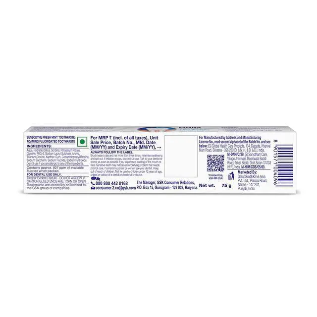 Alt view image 2 of 6 - Fresh Mint Sensitivity Toothpaste for Sensitive Teeth and Fresh Breath 75g (Pack of 1)