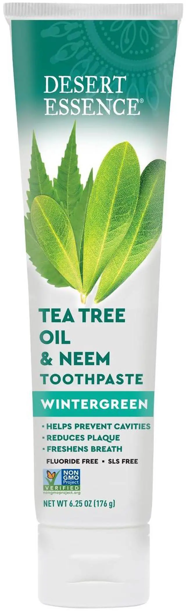 Alt view image 2 of 6 - Tea Tree Oil & Neem Toothpaste - Fluoride-Free, Gluten-Free, SLS Free Formula - Vegan, Herbal Toothpaste for Plaque Reduction - Wintergreen Flavor, 6.25 oz