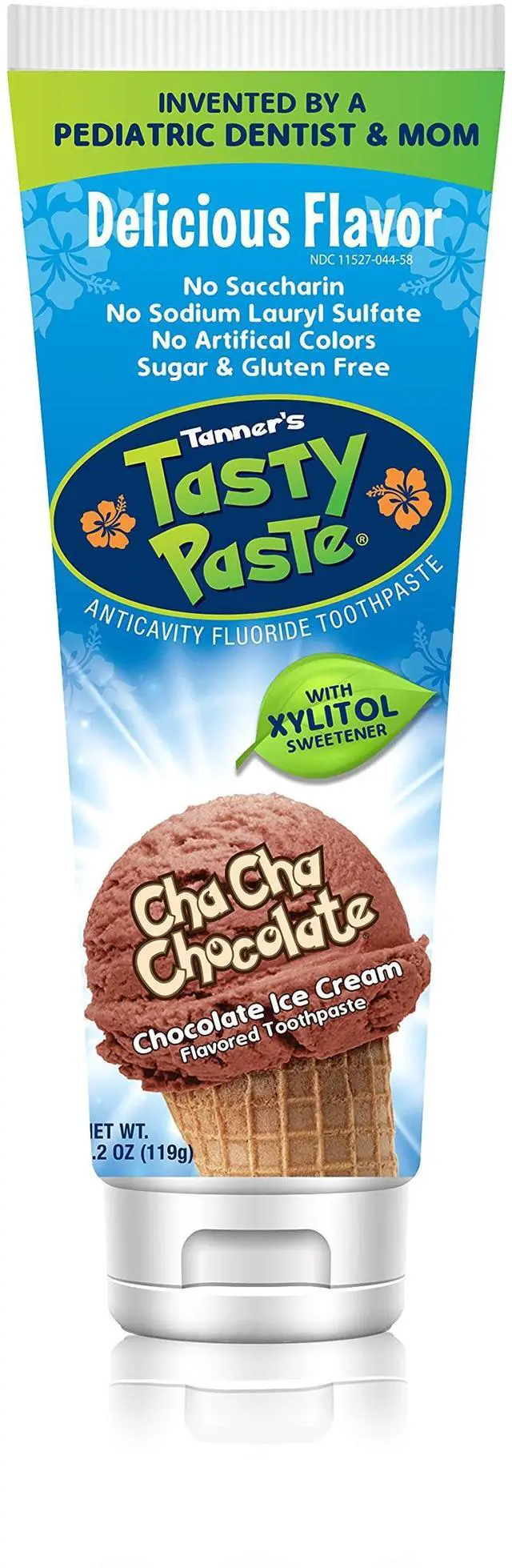 Main image of Cha Cha Chocolate Kids Fluoride Toothpaste, Chocolate Ice Cream Flavor, No Mint Childrens Toothpaste, Cavity Protection, Pediatric Dentist Created, 1-Pack