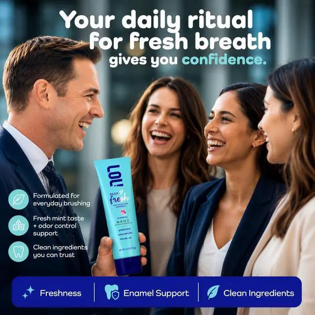 Alt view image 6 of 7 - Deep Fresh Mint Swirl, Fluoride Free Toothpaste - Bad Breath Treatment for Adults | Nano Hydroxyapatite, Oral Probiotics, Thyme Oil, Parsley, Zinc Citrate Odor Neutralizing, Tooth Paste