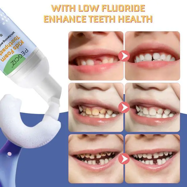 Alt view image 4 of 7 - Foam Toothpaste Kids, Toddler Toothpaste with Low Fluoride, Kids Toothpaste for U Shaped & Electric Toothbrush, Foam Toothpaste for Children Ages 3 Plus (2PCS, Watermelon+Blueberry)