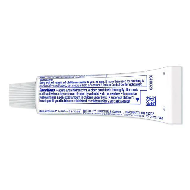 Alt view image 6 of 7 - Cavity Protection Regular Toothpaste, Travel Size .85 oz. (24g) - Pack of 4