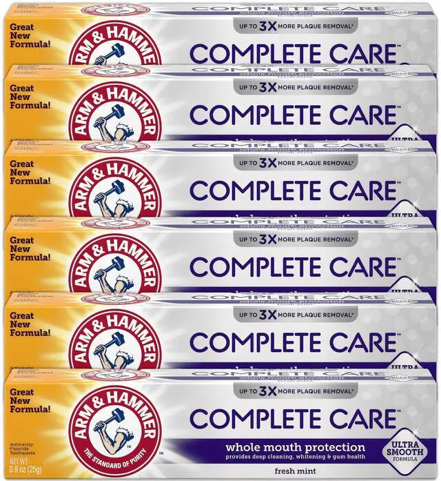 Main image of Toothpaste Complete Care Whole Mouth Protection, 6 Pack, Fresh Mint, Anticavity Fluoride Toothpaste with Baking Soda, Whitening Enamel Strengthening Paste, Travel Size 0.9 Oz