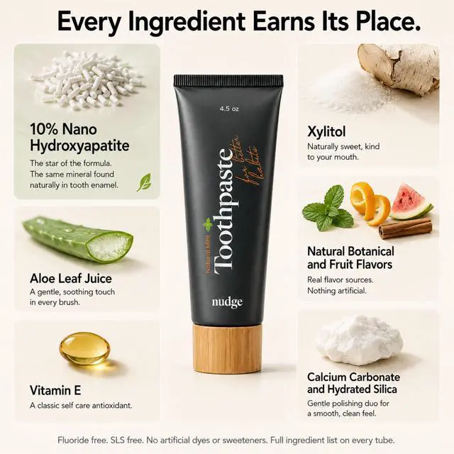 Alt view image 3 of 7 - 10% Nano Hydroxyapatite Toothpaste, Rod-Shaped nHA for Maximum Enamel Contact, Natural Whitening, Fluoride Free & SLS Free,Watermelon, 4.5 oz