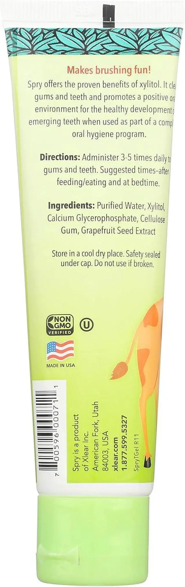 Alt view image 2 of 3 - Natural Xylitol Toothpaste for Baby, Toddler and Kids Age 3 Months and Up - Fluoride Free Tooth Gel, Tasty, Support Development of Emerging Teeth, Original 2 Fl Oz (Pack of 1)