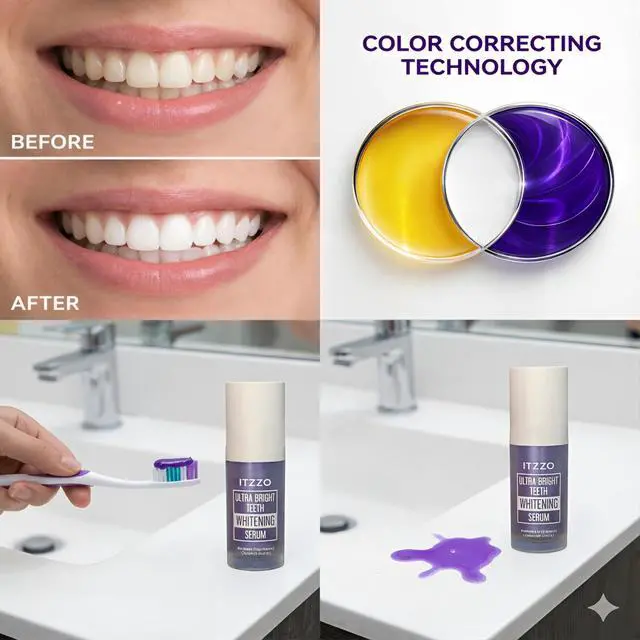Alt view image 2 of 7 - Purple Toothpaste for Teeth Whitening, Purple Teeth Whitening Gel, Color Corrector, Tooth Stain Removal, Peroxide Free for Sensitive Teeth, 30ml