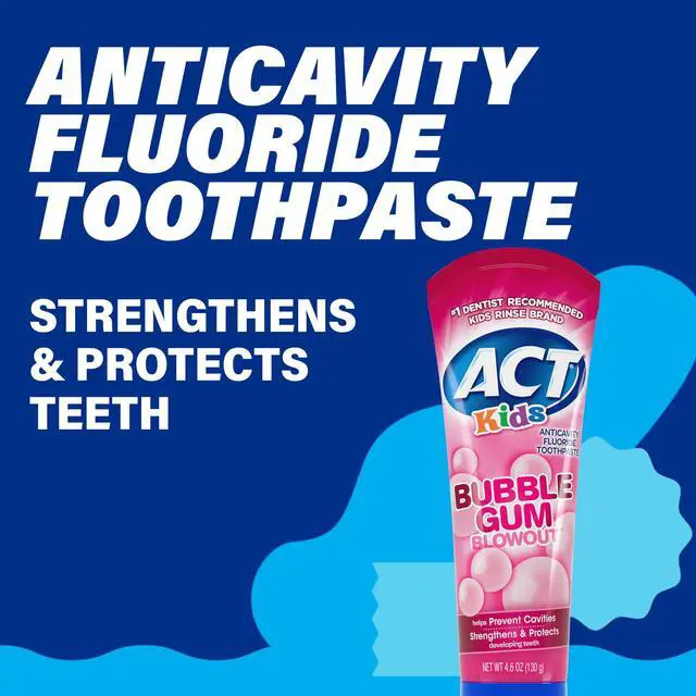 Alt view image 5 of 7 - Kids Anticavity Fluoride Toothpaste 4.6 oz. Bubble Gum Blowout