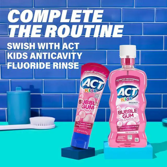 Alt view image 7 of 7 - Kids Anticavity Fluoride Toothpaste 4.6 oz. Bubble Gum Blowout