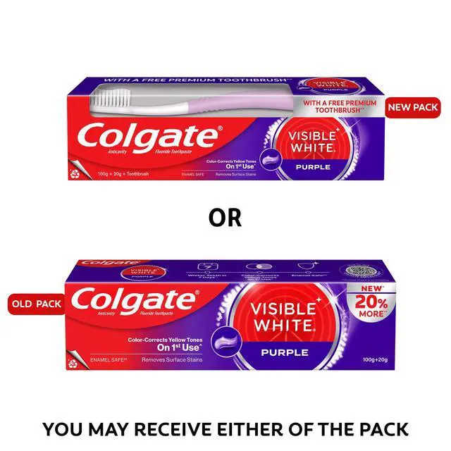 Alt view image 2 of 7 - Visible White Purple Toothpaste for Whitening, Enamel-Safe Daily Use Paste (100g+20g/ 3.5oz+0.7oz)