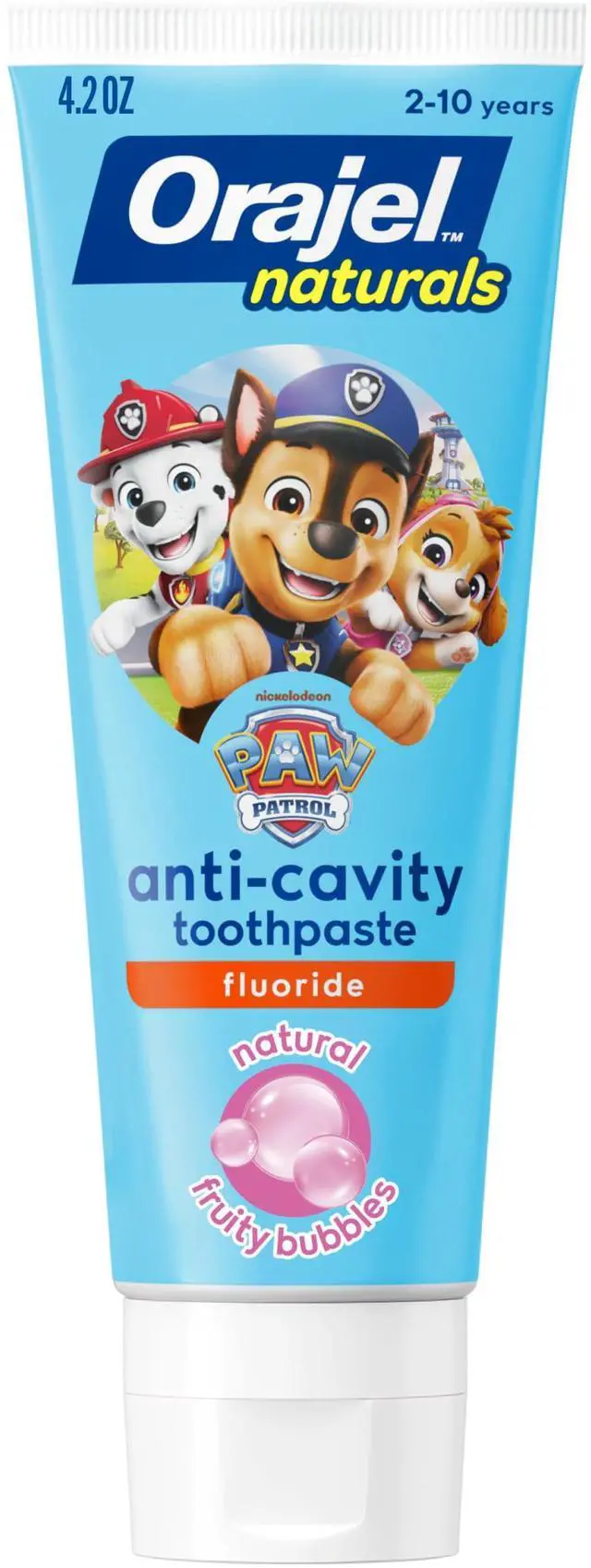Main image of Kids Paw Patrol Anti-Cavity Fluoride Toothpaste, Natural Fruity Bubble Flavor, 4.2oz Tube