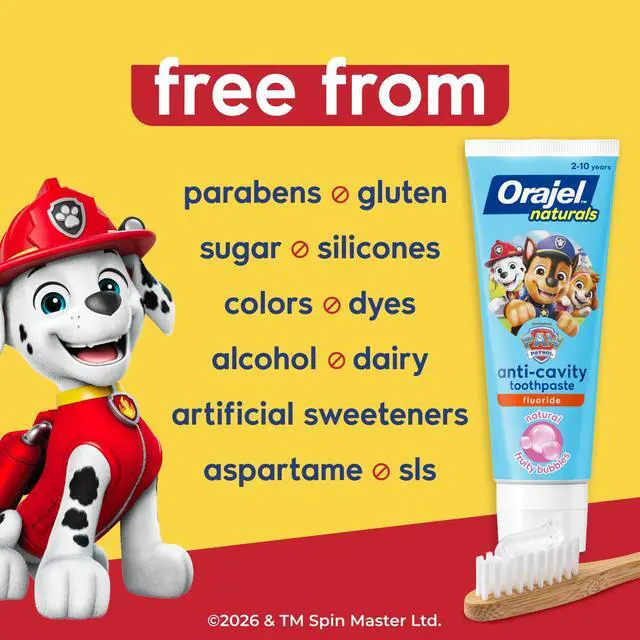Alt view image 5 of 7 - Kids Paw Patrol Anti-Cavity Fluoride Toothpaste, Natural Fruity Bubble Flavor, 4.2oz Tube