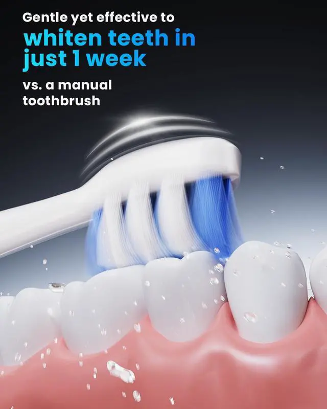 Alt view image 2 of 7 - Electric Toothbrush for Adults, Rechargeable Electric Toothbrush with 8 Brush Heads, Travel Case, Charging Base & Wireless Charging - 5 Modes with Smart Timer, White