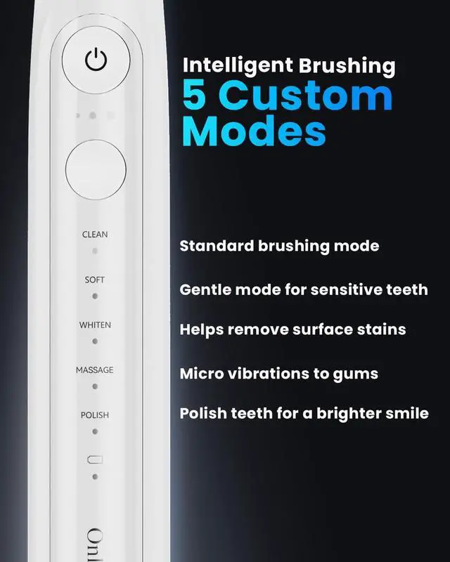 Alt view image 3 of 7 - Electric Toothbrush for Adults, Rechargeable Electric Toothbrush with 8 Brush Heads, Travel Case, Charging Base & Wireless Charging - 5 Modes with Smart Timer, White