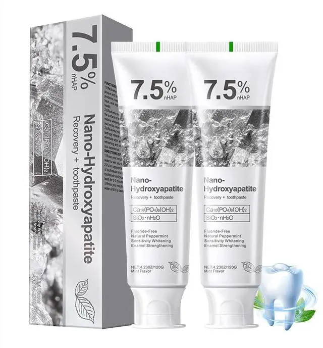 Main image of 2-Pack 7.5% Hydroxyapatite Toothpaste, Fluoride-Free for Sensitive Teeth Enamel Protection & Sensitivity Relief & Deep Clean, Gentle Mint Fresh Breath