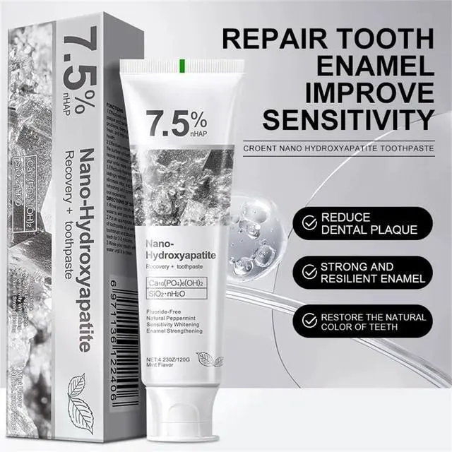 Alt view image 5 of 7 - 2-Pack 7.5% Hydroxyapatite Toothpaste, Fluoride-Free for Sensitive Teeth Enamel Protection & Sensitivity Relief & Deep Clean, Gentle Mint Fresh Breath