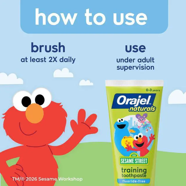 Alt view image 7 of 7 - Kids Elmo Training Toothpaste Fluoride-Free; #1 Pediatrician Recommended Fluoride-Free Toothpaste*, 1.5oz Tube