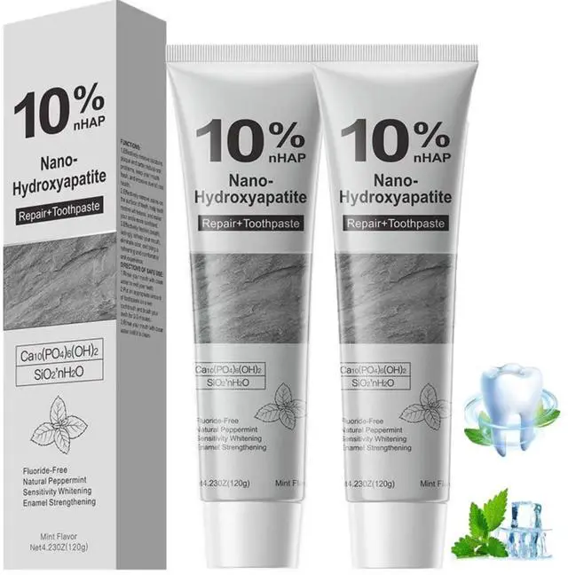 Main image of Hydroxyapatite Toothpaste, 2026 New Upgraded Formula 10% Nano-Hydroxyapatite Toothpaste Strengthens Enamel, Fluoride-Free Toothpastes with Gentle on Sensitive Teeth and Freshens Breath(4.23oz, 2Pcs)
