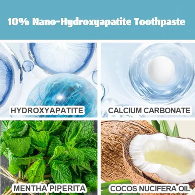 Alt view image 3 of 6 - Hydroxyapatite Toothpaste, 2026 New Upgraded Formula 10% Nano-Hydroxyapatite Toothpaste Strengthens Enamel, Fluoride-Free Toothpastes with Gentle on Sensitive Teeth and Freshens Breath(4.23oz, 2Pcs)