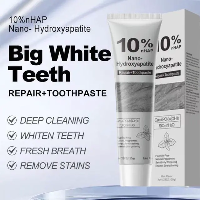 Alt view image 5 of 6 - Hydroxyapatite Toothpaste, 2026 New Upgraded Formula 10% Nano-Hydroxyapatite Toothpaste Strengthens Enamel, Fluoride-Free Toothpastes with Gentle on Sensitive Teeth and Freshens Breath(4.23oz, 2Pcs)
