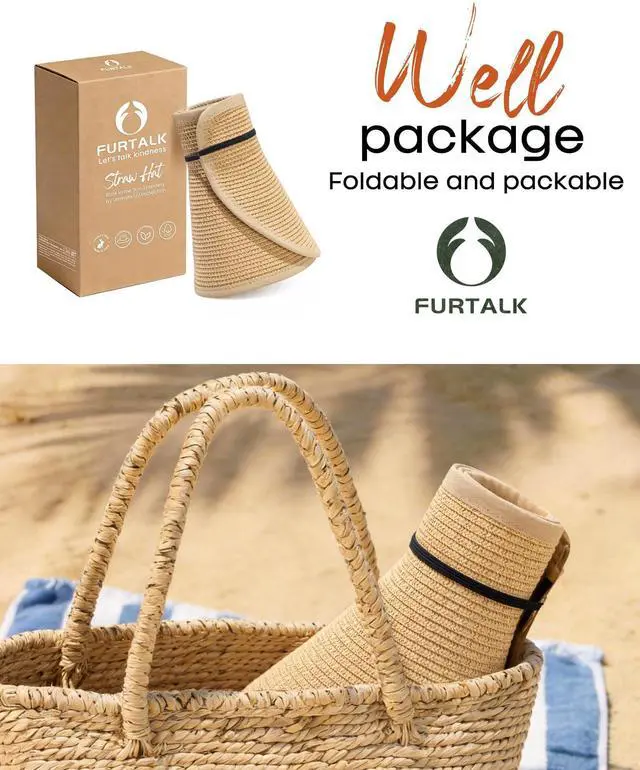 Alt view image 5 of 7 - Sun Hats for Women Wide Brim Beach Hat Straw Visor Ponytail Summer UV Packable Foldable Beach Vacation Essentials Khaki