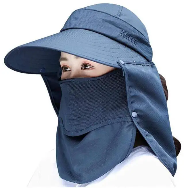 Main image of Wide Brim Sun Hat Multifunctional UPF 50 Protection Bucket Fishing Hat Cap (Navy)