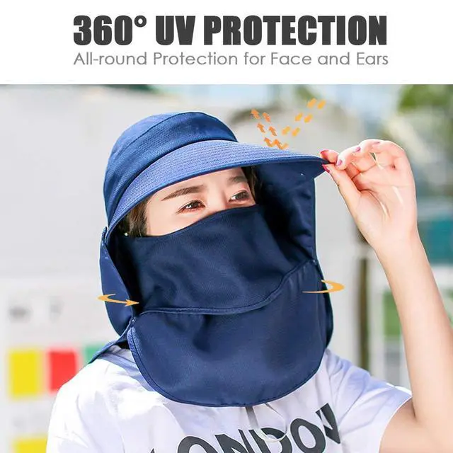 Alt view image 2 of 7 - Wide Brim Sun Hat Multifunctional UPF 50 Protection Bucket Fishing Hat Cap (Navy)