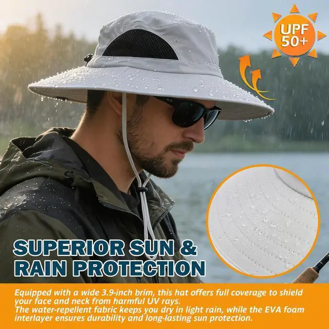Alt view image 3 of 7 - Wide Brim Sun Bucket Hat, Waterproof Boonie Hat for Men & Women