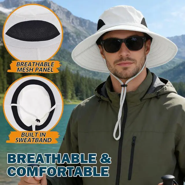 Alt view image 5 of 7 - Wide Brim Sun Bucket Hat, Waterproof Boonie Hat for Men & Women