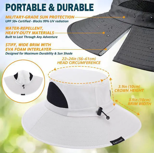 Alt view image 6 of 7 - Wide Brim Sun Bucket Hat, Waterproof Boonie Hat for Men & Women
