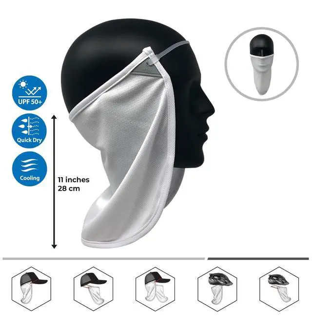 Alt view image 2 of 6 - - UV Sun Protection Neck Drape Adjustable Multifunctional 2 in 1 Face Covering for Outdoor Fishing - Unisex WhiteSL