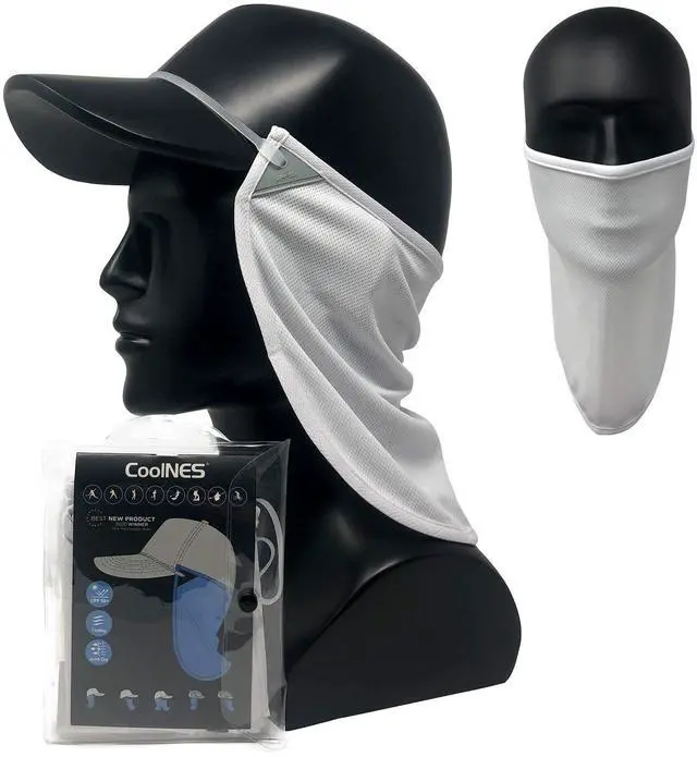 Main image of - UV Sun Protection Neck Drape Adjustable Multifunctional 2 in 1 Face Covering for Outdoor Fishing - Unisex WhiteSL