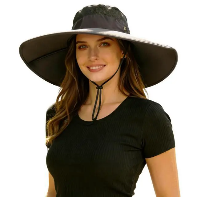 Alt view image 2 of 7 - Men's Wide Brim Sun Hat-UPF 50+ Protection,Waterproof Bucket Hat for Fishing, Hiking, Camping,Breathable Nylon & Mesh Dark Grey