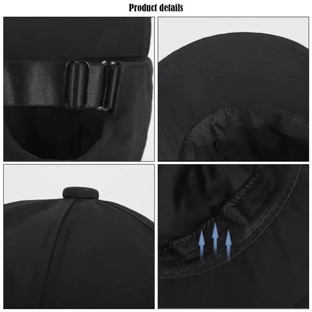 Alt view image 5 of 7 - UPF 50+ Womens Sun Hat Wide Brim Hat UV Protection Hiking Fishing Hats Ponytail Hole Sun Cap Foldable Baseball Cap for Travel Outdoor Black