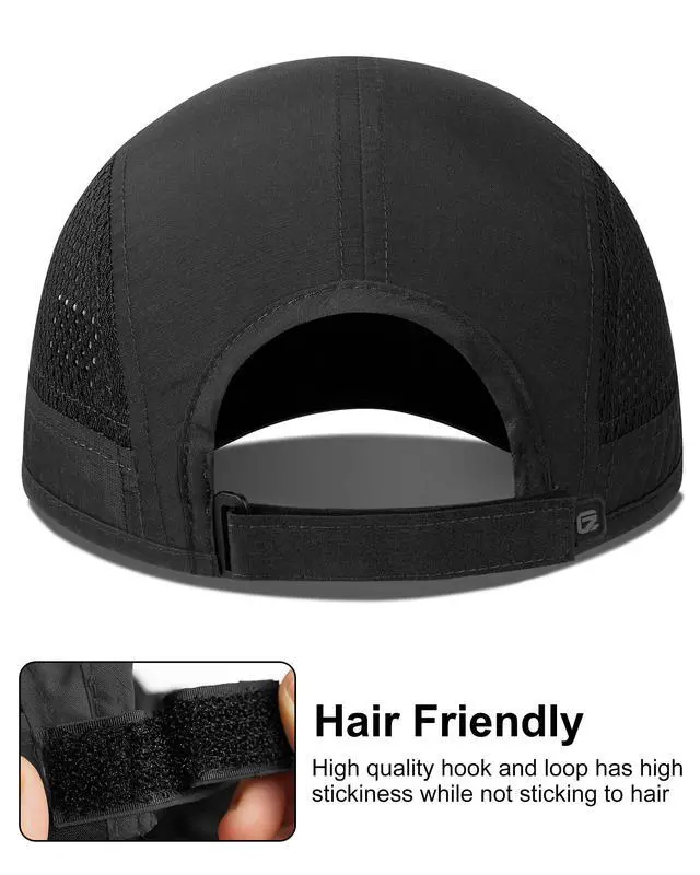 Alt view image 7 of 7 - Men Outdoor Hat Reflective Folding Running Sport Hats Summer Cool UPF 50 Sun Unstructured Baseball Caps for Men Women Breathable Light Quick Dry Travel Golf Hat Black