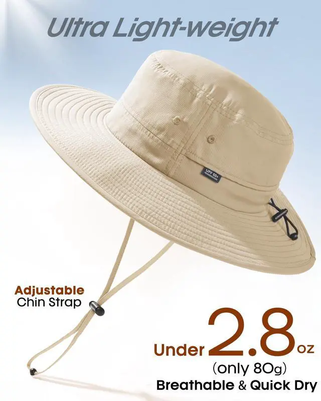 Alt view image 2 of 7 - Hats for Men Women Packable Wide Brim UPF Sun Protection Hiking
