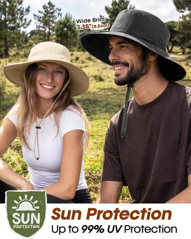 Alt view image 4 of 7 - Hats for Men Women Packable Wide Brim UPF Sun Protection Hiking