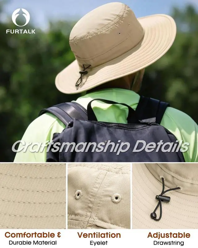 Alt view image 5 of 7 - Hats for Men Women Packable Wide Brim UPF Sun Protection Hiking