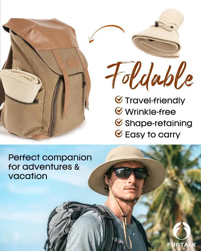 Alt view image 6 of 7 - Hats for Men Women Packable Wide Brim UPF Sun Protection Hiking