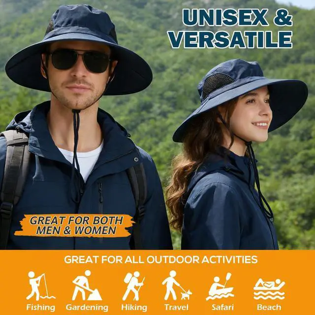 Alt view image 2 of 7 - Wide Brim Sun Hat, UPF 50+ UV Protection Waterproof Packable Bucket Hat for Men & Women, Fishing Hiking Beach Garden