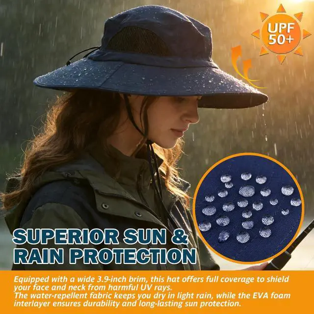 Alt view image 3 of 7 - Wide Brim Sun Hat, UPF 50+ UV Protection Waterproof Packable Bucket Hat for Men & Women, Fishing Hiking Beach Garden