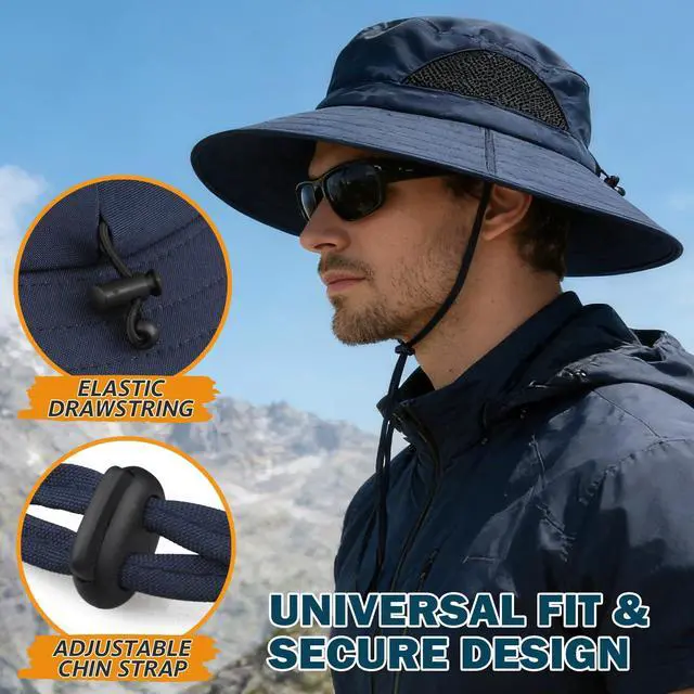 Alt view image 4 of 7 - Wide Brim Sun Hat, UPF 50+ UV Protection Waterproof Packable Bucket Hat for Men & Women, Fishing Hiking Beach Garden