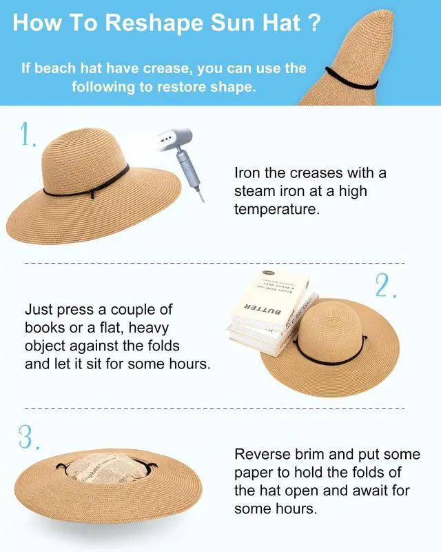 Alt view image 5 of 6 - Sun Hats for Women, Wind Lanyard Wide Brim Straw Hat for Summer Beach Garden Vacation Foldable UPF 50+ Khaki